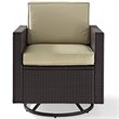 Crosley Furniture Palm Harbor Wicker / Rattan Swivel Patio Arm Chair in Sand