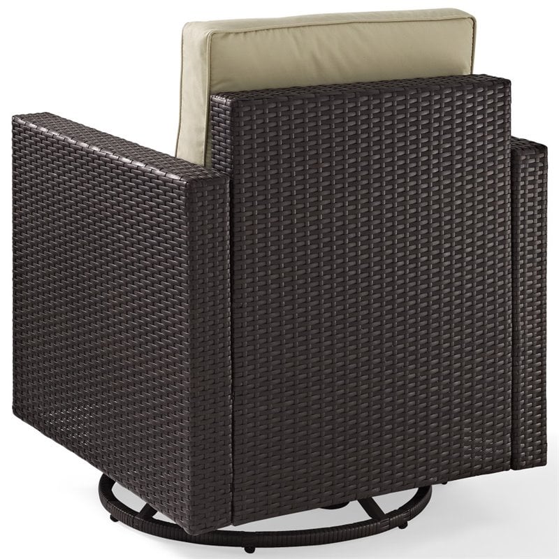 Crosley Furniture Palm Harbor Wicker / Rattan Swivel Patio Arm Chair in Sand