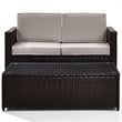 Crosley Palm Harbor 2 Piece Wicker Patio Sofa Set in Brown and Gray