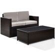 Crosley Palm Harbor 2 Piece Wicker Patio Sofa Set in Brown and Gray