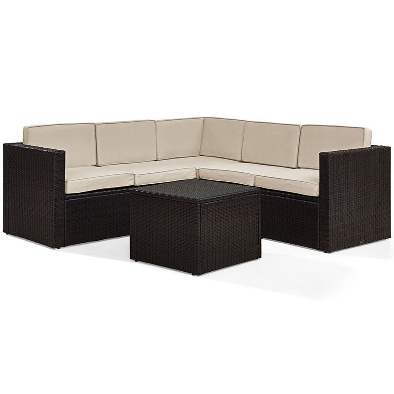 6 Piece Wicker Patio Sectional Set, Crosley Furniture Palm Harbor 8 Piece Outdoor Wicker Seating Set