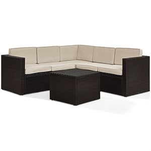 crosley palm harbor 6 piece wicker patio sectional set in brown and sand