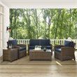 Crosley Furniture Bradenton 5 Piece Metal Patio Sofa Set in Brown/Navy