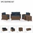 Crosley Furniture Bradenton 5 Piece Metal Patio Sofa Set in Brown/Navy