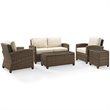 Crosley Furniture Bradenton 5 Piece Metal Patio Sofa Set in Brown/Sand