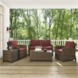 Crosley Furniture Bradenton 5 Piece Metal Patio Sofa Set in Brown/Red
