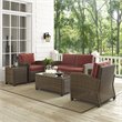 Crosley Furniture Bradenton 5 Piece Metal Patio Sofa Set in Brown/Red