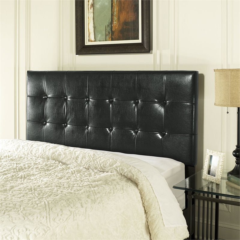 Crosley Andover Faux Leather Tufted, Black Leather Tufted Queen Headboard