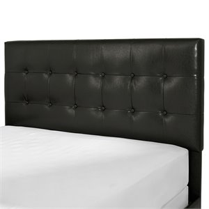 crosley andover faux leather tufted headboard in black