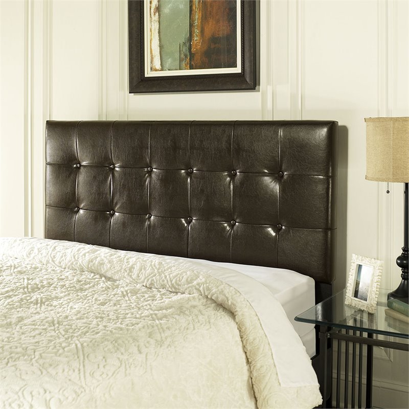 Crosley Andover Faux Leather Tufted, Brown Leather King Headboard