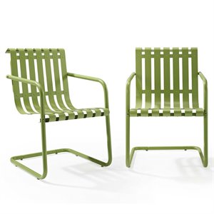 crosley gracie retro spring metal patio chair in oasis green