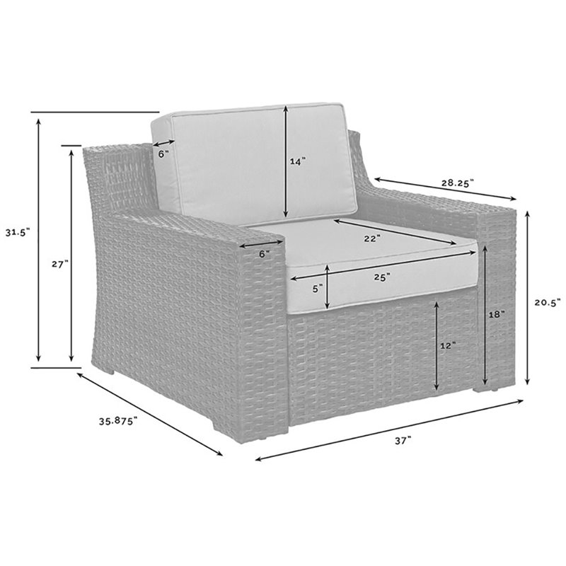 Crosley Beaufort Wicker Patio Chair in Brown and Mist