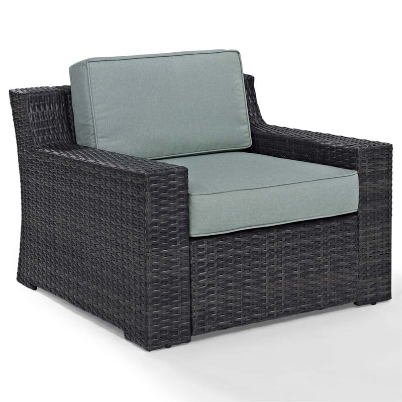 Crosley Beaufort Wicker Patio Chair in Brown and Mist