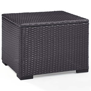 crosley biscayne wicker patio coffee table in brown