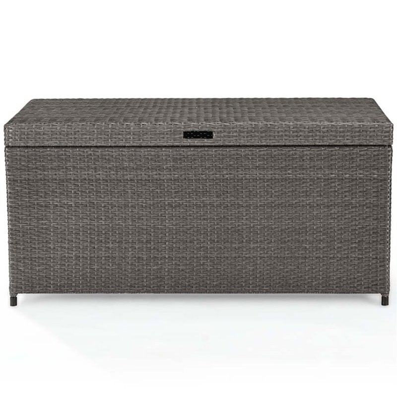 Crosley Furniture Palm Harbor Wicker / Rattan Patio Deck Box in Weathered Gray