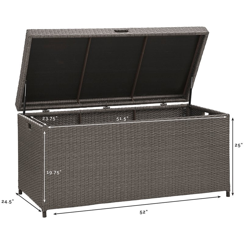 Crosley Furniture Palm Harbor Wicker / Rattan Patio Deck Box in Weathered Gray
