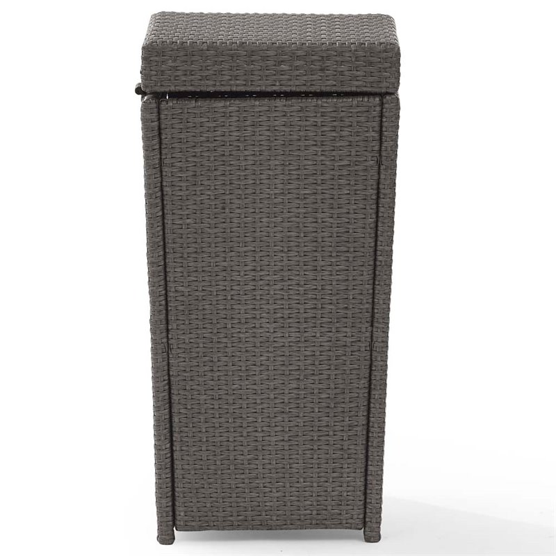 Crosley Palm Harbor Wicker Patio Trash Can in Weathered Gray Cymax
