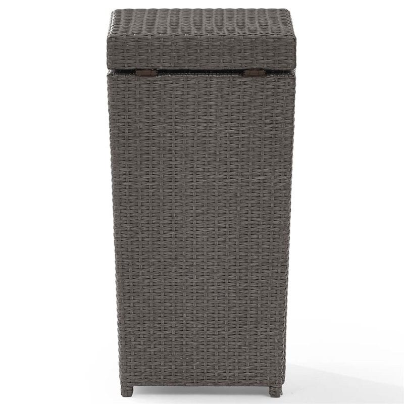 Crosley Furniture Palm Harbor Wicker / Rattan Patio Trash Can in Weathered Gray