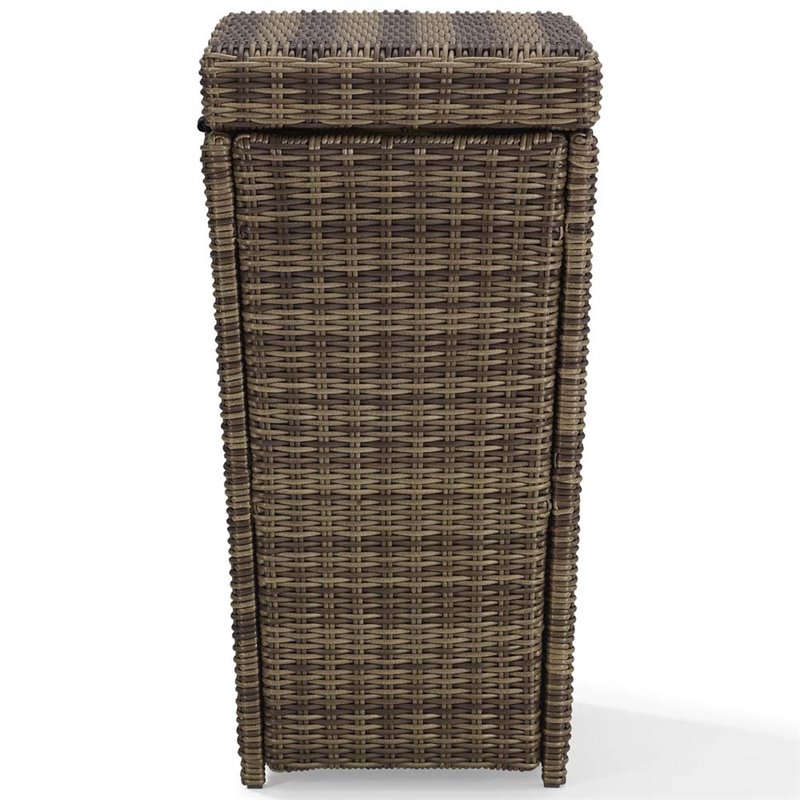 Crosley Bradenton Wicker Patio Trash Can In Weathered Brown