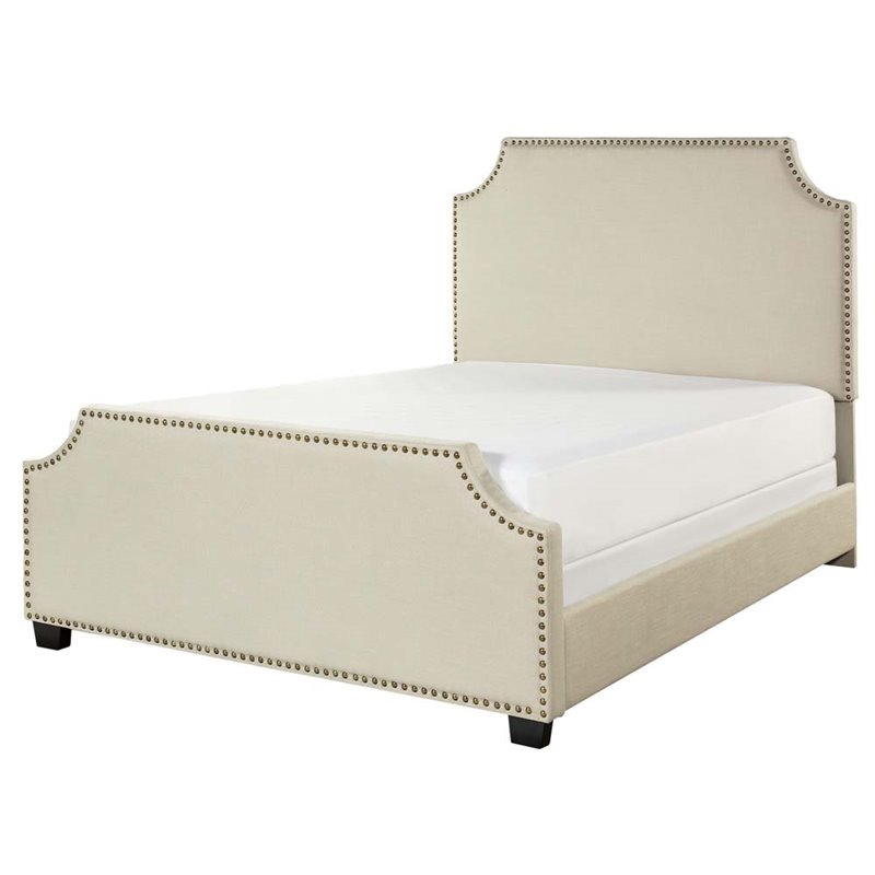Crosley Brooks Linen Upholstered King Panel Bed In Creme Kf706003cr