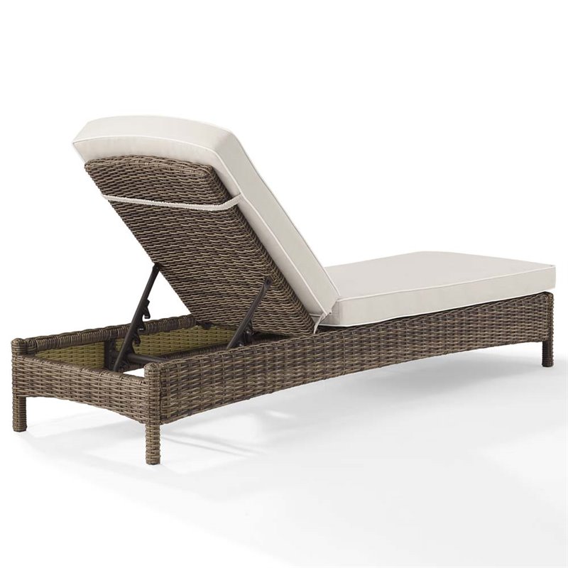 Crosley Furniture Bradenton Fabric Patio Chaise Lounge in Brown/Sand