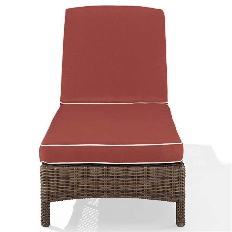Crosley Furniture Bradenton Fabric Patio Chaise Lounge in Brown/Red