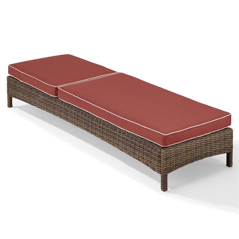 Crosley Furniture Bradenton Fabric Patio Chaise Lounge in Brown/Red