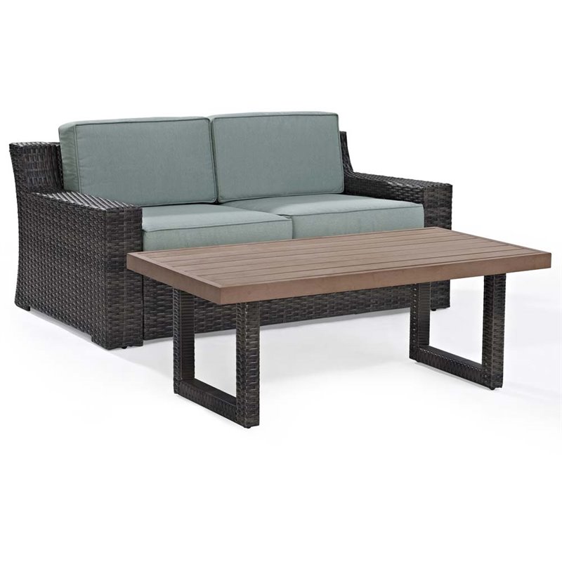 Crosley Beaufort Wicker Patio Loveseat With Coffee Table In Brown Crosley Beaufort Wicker Patio Loveseat With Coffee Table In Brown Ko70097br