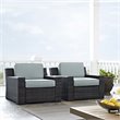 Crosley Beaufort Wicker Patio Chair in Brown and Mist (Set of 2)