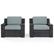 Crosley Beaufort Wicker Patio Chair in Brown and Mist (Set of 2)