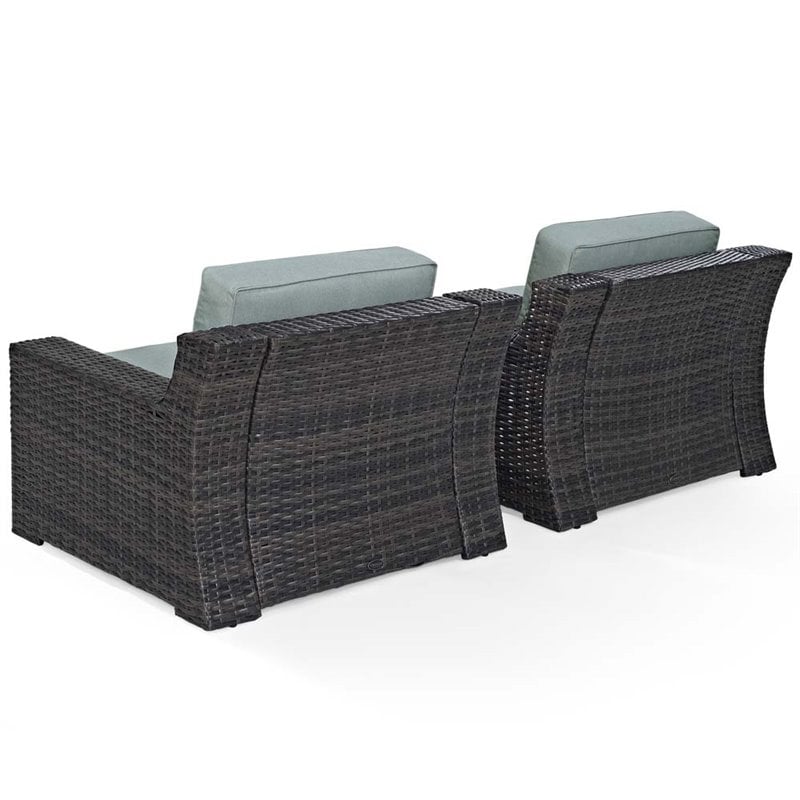 Crosley Beaufort Wicker Patio Chair in Brown and Mist (Set of 2)
