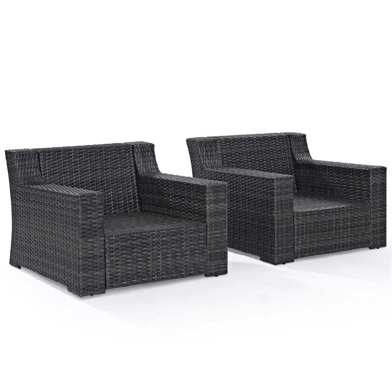 Crosley Beaufort Wicker Patio Chair in Brown and Mist (Set of 2)