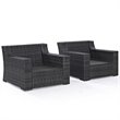 Crosley Beaufort Wicker Patio Chair in Brown and Mist (Set of 2)