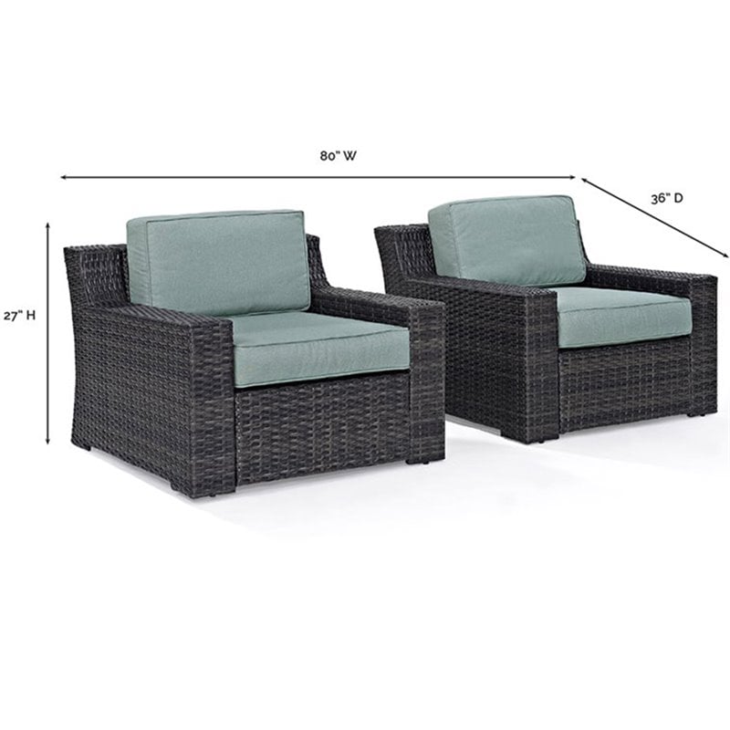 Crosley Beaufort Wicker Patio Chair in Brown and Mist (Set of 2)