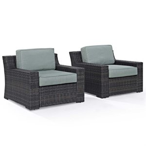 Crosley Beaufort Wicker Patio Chair in Brown and Mist (Set of 2)