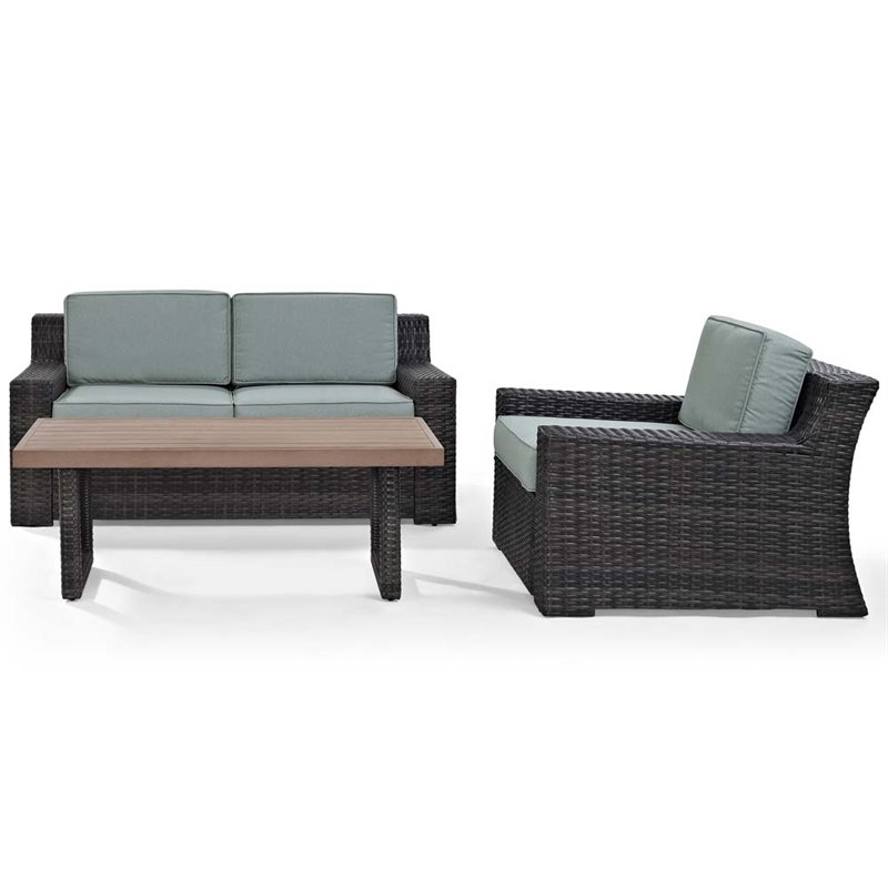 Crosley Beaufort 3 Piece Wicker Patio Sofa Set In Brown And Mist Crosley Beaufort 3 Piece Wicker Patio Sofa Set In Brown And Mist