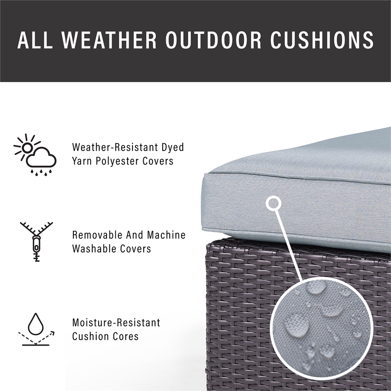 Crosley Furniture Biscayne Fabric Patio Arm Chair in Brown/Blue (Set of 2)