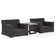 Crosley Beaufort 3 Piece Wicker Patio Conversation Set in Brown and Mist