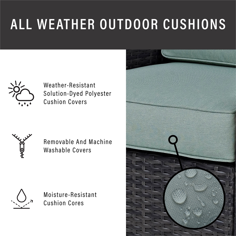 Crosley Beaufort 3 Piece Wicker Patio Conversation Set in Brown and Mist