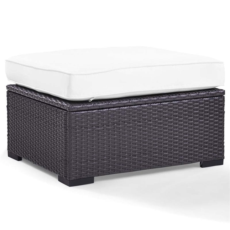 Crosley Biscayne Patio Ottoman In Brown And White Ko70127br Wh