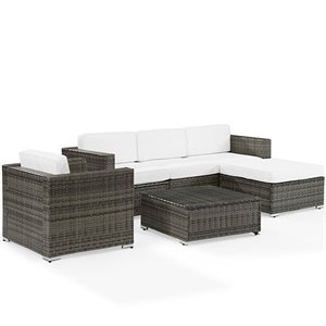 crosley sea island 6 piece patio sectional set in brown and white