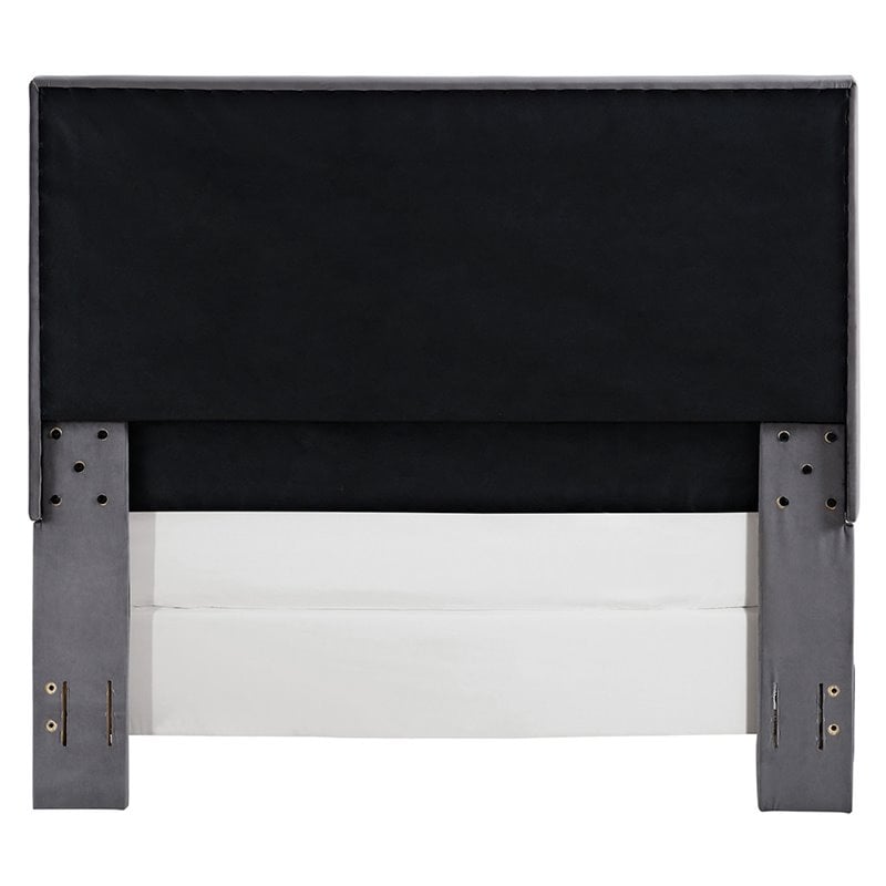 Crosley Furniture Reston Microfiber Upholstered King Panel Bed in Shale
