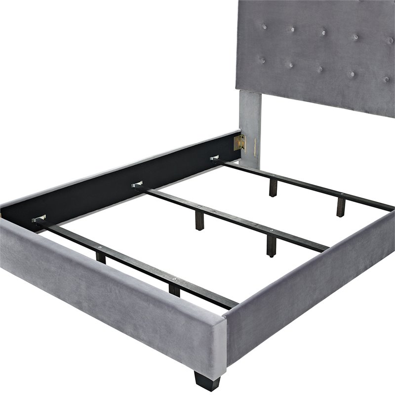 Crosley Furniture Reston Microfiber Upholstered King Panel Bed in Shale