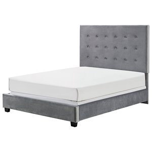 Crosley Furniture Reston Microfiber Upholstered King Panel Bed in Shale
