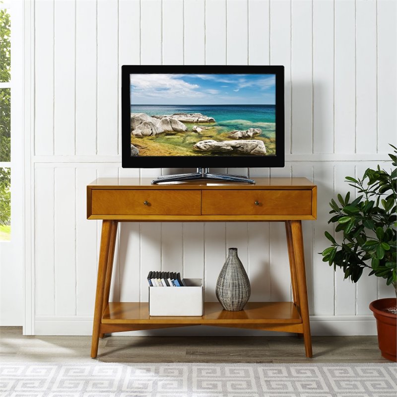 Crosley Furniture Landon 2 Drawer Wood Console Table in Acorn Brown