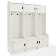 Crosley Furniture Fremont Wood Hall Tree in Distressed White (Set of 3)