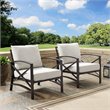 Crosley Furniture Kaplan Metal Fabric Arm Chair in Oil Bronze/Oatmeal (Set of 2)