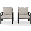 Crosley Furniture Kaplan Metal Fabric Arm Chair in Oil Bronze/Oatmeal (Set of 2)