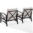 Crosley Furniture Kaplan Metal Fabric Arm Chair in Oil Bronze/Oatmeal (Set of 2)