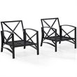Crosley Furniture Kaplan Metal Fabric Arm Chair in Oil Bronze/Oatmeal (Set of 2)